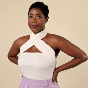 The Drop x HighLowLuxxe Ivory Halter Top